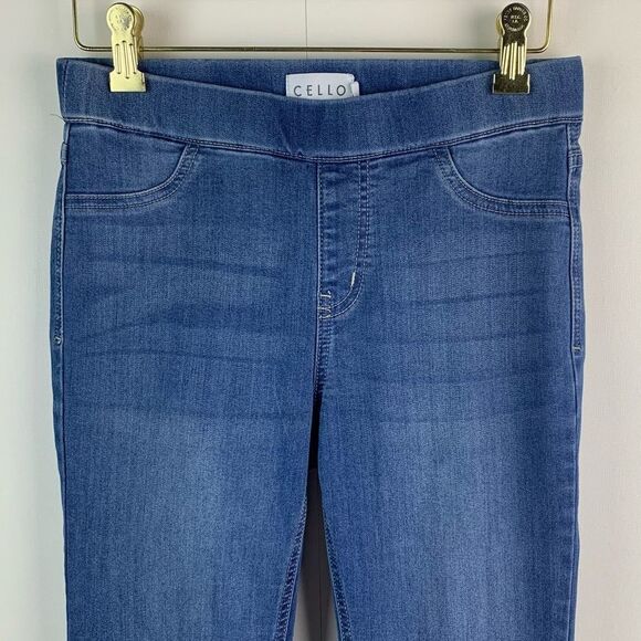 Cello Jeans Women's Blue Mid Rise Easy Flare Pull On Jegging Pants Size Small - Picture 3 of 9